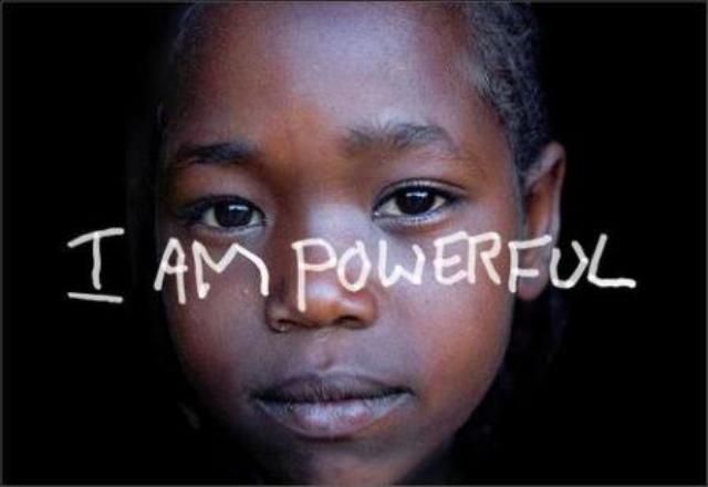 Image of young black girl with I am Powerful text written across it 